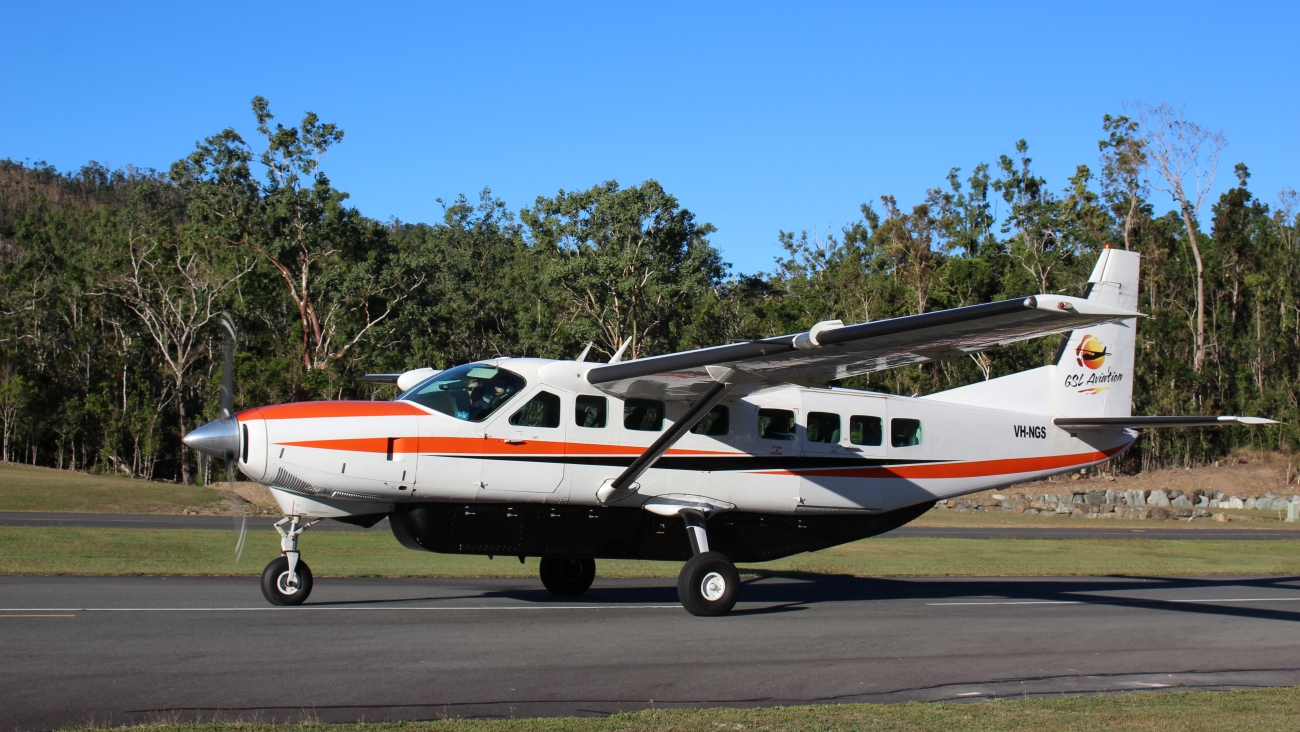 Cessna Grand Caravan on a scenic charter flight over the Whitsundays