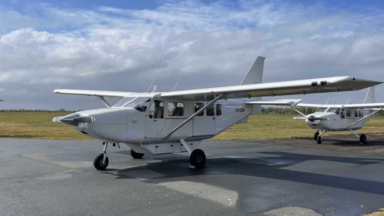 GA8 Airvan on a GSL Aviation scenic charter flight over the Whitsundays